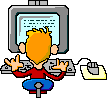 Boy speed-typing at computer