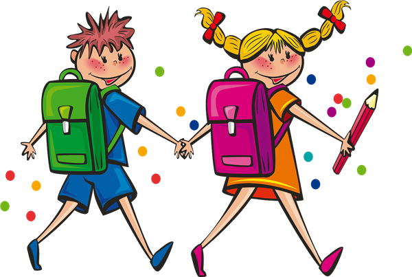 boy and girl with backpacks boy and girl with backpacks